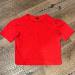 Zara Vibrant Red Short Sleeve‎ Top